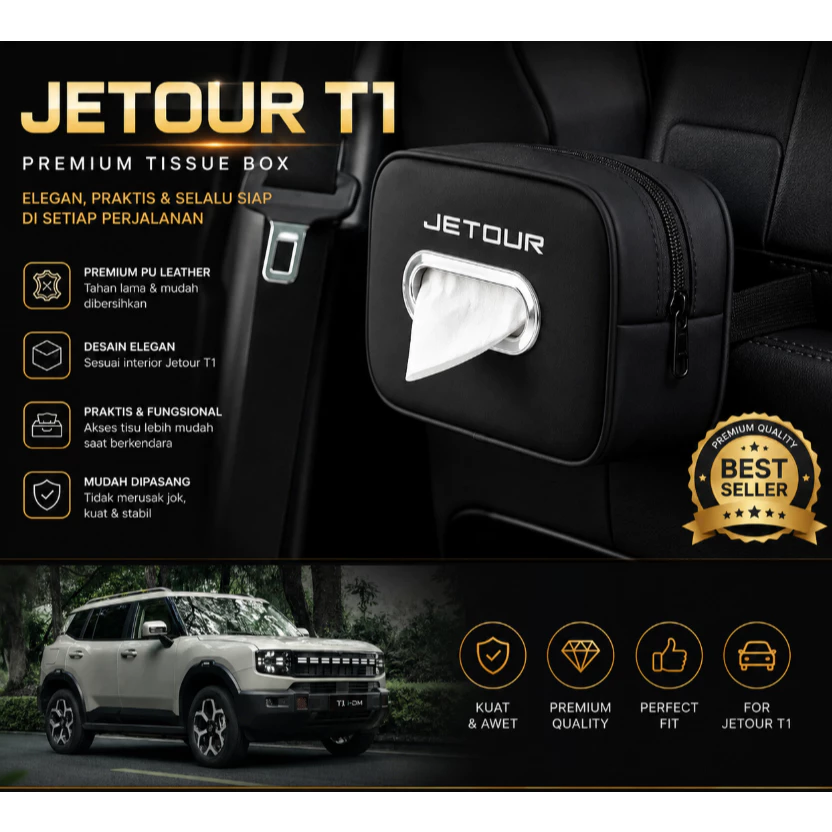 Tempat Tisu Mobil Bahan Kulit Premium Jetour T1