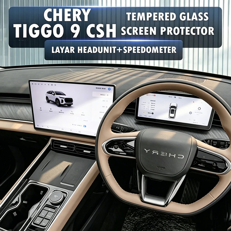 Tempered Glass Anti Gores Head Unit dan Speedometer Chery Tiggo 9