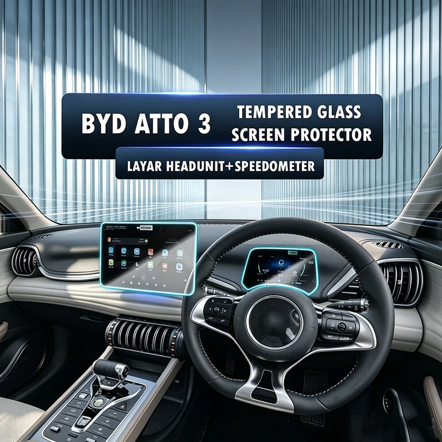 Tempered Glass High Quality Bening Speedometer dan Headunit BYD Atto 3