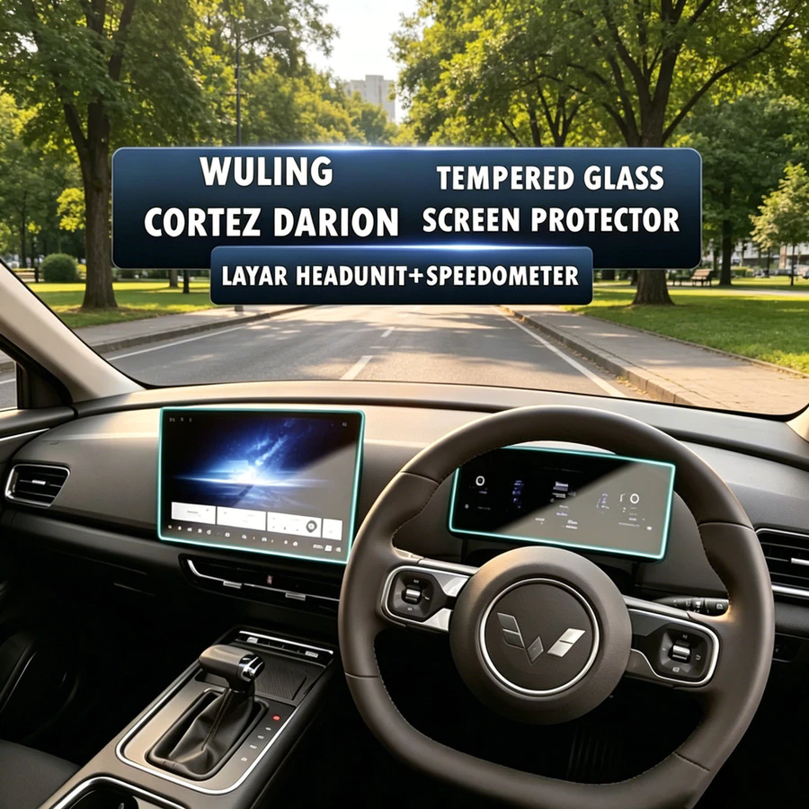 Tempered Glass Screen Protector Headunit & Speedometer Wuling Cortez Darion