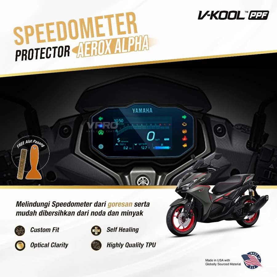 Vkool PPF Pelindung Speedometer Motor Yamaha Aerox Alpha/Aerox Turbo