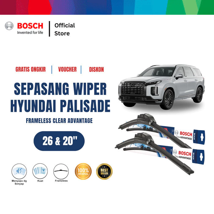 Wiper Mobil Hyundai Palisade Frameless Clear Advantage 26 dan 20 Inci