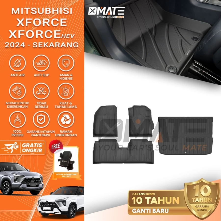 Xmate Karpet Mobil Mitsubishi Xforce / Xforce HEV 2024-Sekarang Bahan TPE XPE Tahan Air Mudah Dibersihkan Garansi 10 Tahun